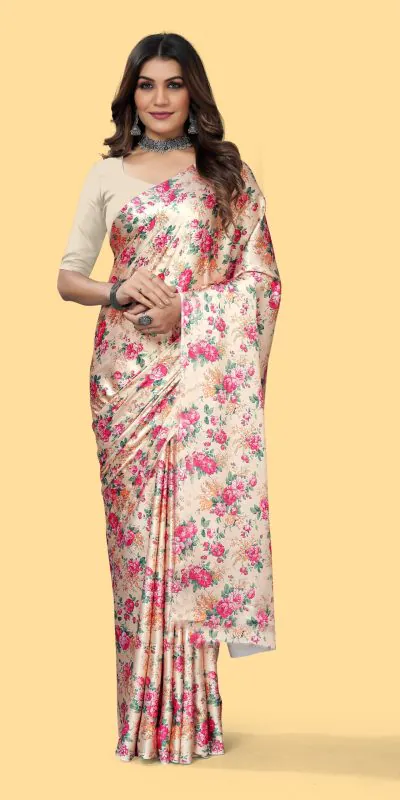 Veechis 4D Cream Color Heavy Devsena Soft Silk Beautiful Digital Printed Saree Casual, Party Festive, Events. Expected Delivery 4-6 Working Days @1499 | Bollywood Sarees, Creative Sarees, Designer Sarees, Embroidered Sarees, Modern Digital sarees, Party Wear Sarees, Sarees
