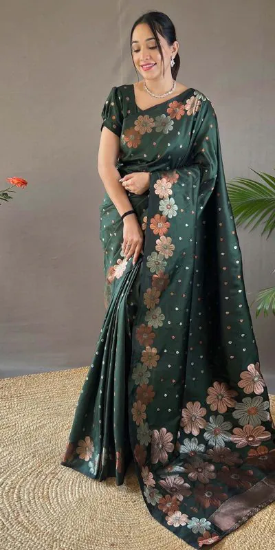 DDF 127 Green Color Soft Lichi Silk Ordinary Design Rich Pallu Saree Casual, Party Wear, Events, Festivals Etc. Expected Delivery 4-6 Working Days 1499/- | Bollywood Sarees, Creative Sarees, Designer Sarees, Embroidered Sarees, Ethnic Saree, Modern Digital sarees, Party Wear Sarees, Sarees