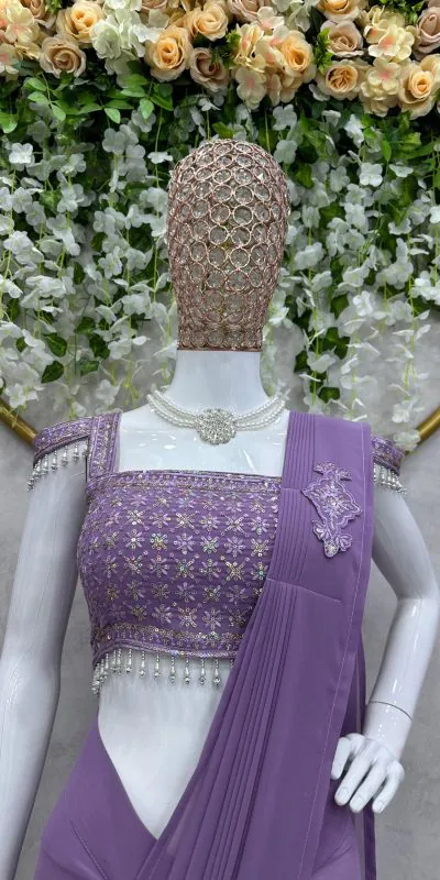 KD 446 Purple Color Faux Georgette Ruffle Patch Work Saree Casual, Party, Wedding, Festive, Events Etc.  Expected Delivery  4-6 Working Days @1899/- Only | Bollywood Sarees, Creative Sarees, Designer Sarees, Embroidered Sarees, Ethnic Saree, Modern Digital sarees, Party Wear Sarees, Sarees