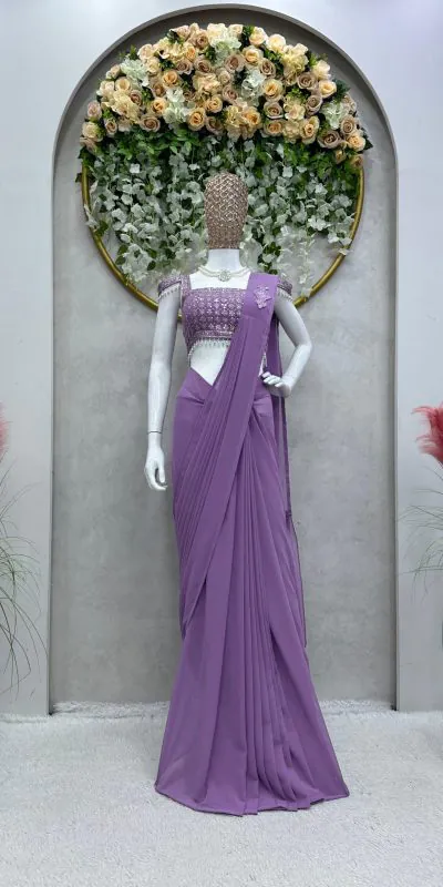 KD 446 Purple Color Faux Georgette Ruffle Patch Work Saree Casual, Party, Wedding, Festive, Events Etc.  Expected Delivery  4-6 Working Days @1899/- Only | Bollywood Sarees, Creative Sarees, Designer Sarees, Embroidered Sarees, Ethnic Saree, Modern Digital sarees, Party Wear Sarees, Sarees
