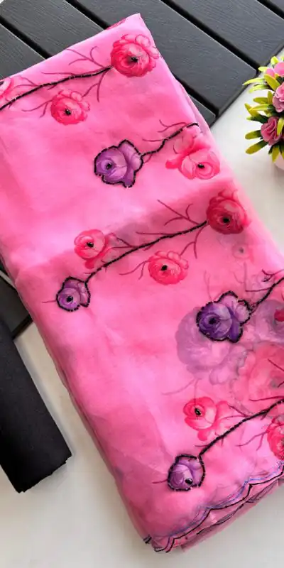 SF Fresh Pink Color Organza beautiful floral Digital Print SareeCasual, Wedding, Festive, Events Etc. Expected Delivery  4-6 Working Days @1799/- | Bollywood Sarees, Creative Sarees, Designer Sarees, Embroidered Sarees, Ethnic Saree, Modern Digital sarees, Party Wear Sarees, Sarees