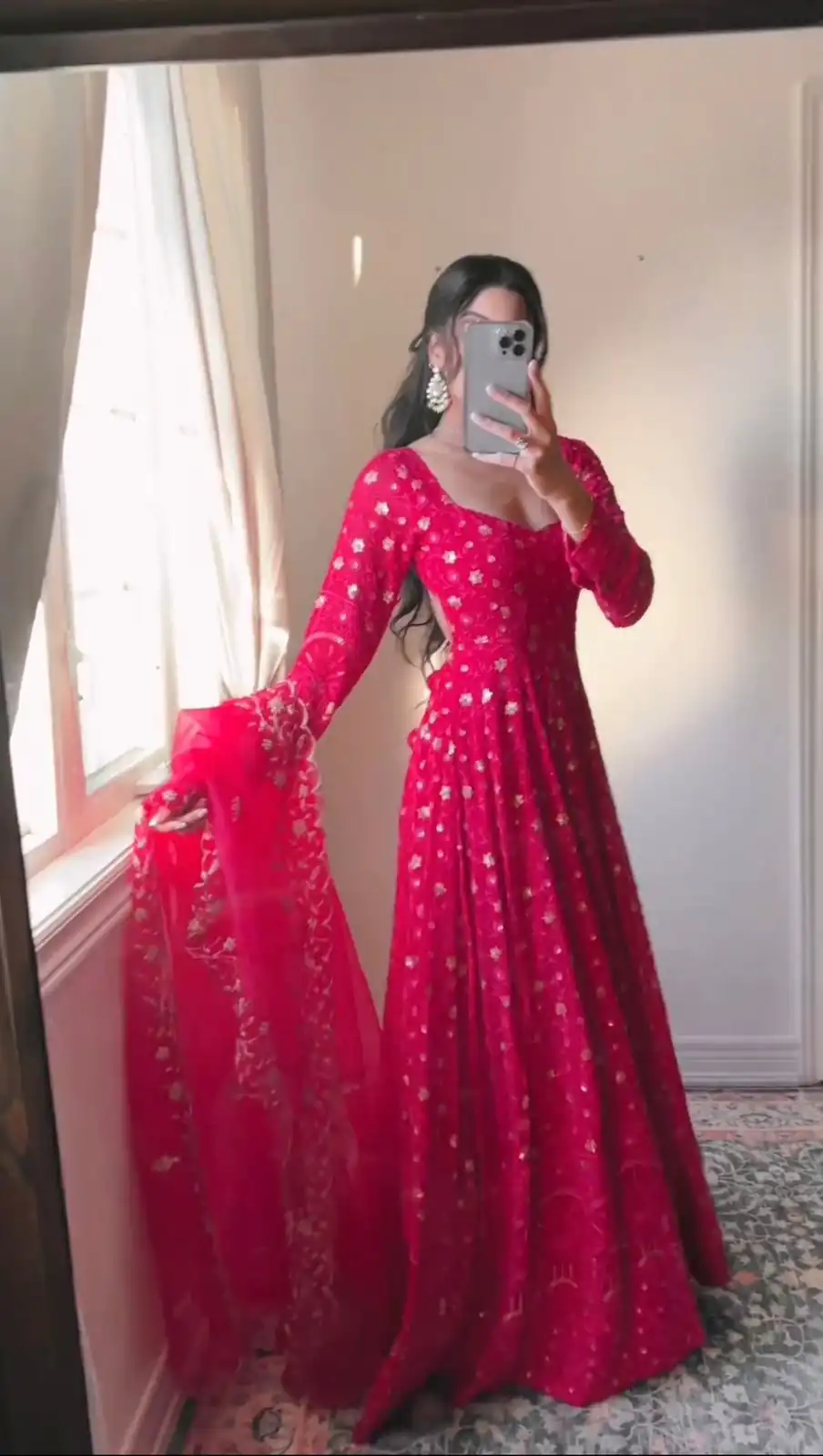 FC 5681 Red Georgette Thread With Sequence Anarkali Suit Wedding, Party, Festive events, etc. Expected Delivery 4-6 Working Days @2149/- | Anarkali Suits, Bollywood Anarkali, Creative-Anarkali, Designer Anarkali, Embroidered Anarkali, Party Wear Anarkali
