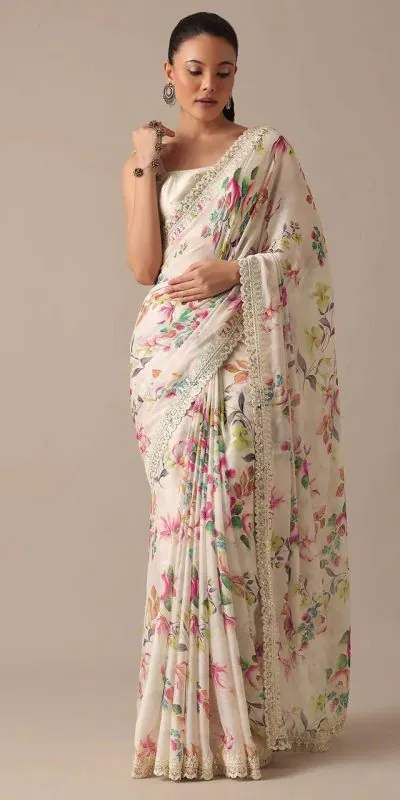 BT 1210 White Color Georgette Digital Prints Embroidery Codding Sequins Work Saree Casual, Party Wear, Traditional Wear, Wedding Wear, Events Etc.@1899/- | Bollywood Sarees, Creative Sarees, Designer Sarees, Ethnic Saree, Modern Digital sarees, Party Wear Sarees, Sarees