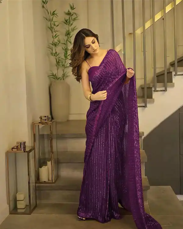 DF 3372 Wine Georgette Heavy Sequins Embroidery Saree Casual, Party Wear, Wedding, Events, Festivals Wear Etc. Expected Delivery 4-6 Working Days 1799/- | Bollywood Sarees, Creative Sarees, Designer Sarees, Embroidered Sarees, Ethnic Saree, Modern Digital sarees, Party Wear Sarees, Sarees