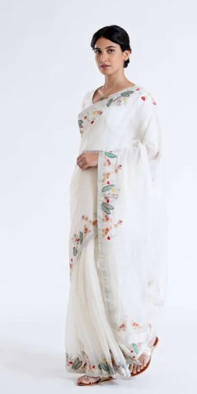 RS CREAMY White  Color Creamy Linen Digital Flower Printed Saree Casual, Party, Wedding, Festive, Events Etc.  Expected Delivery  4-6 Working Days @1499/- Only | Bollywood Sarees, Creative Sarees, Designer Sarees, Embroidered Sarees, Ethnic Saree, Modern Digital sarees, Party Wear Sarees, Sarees