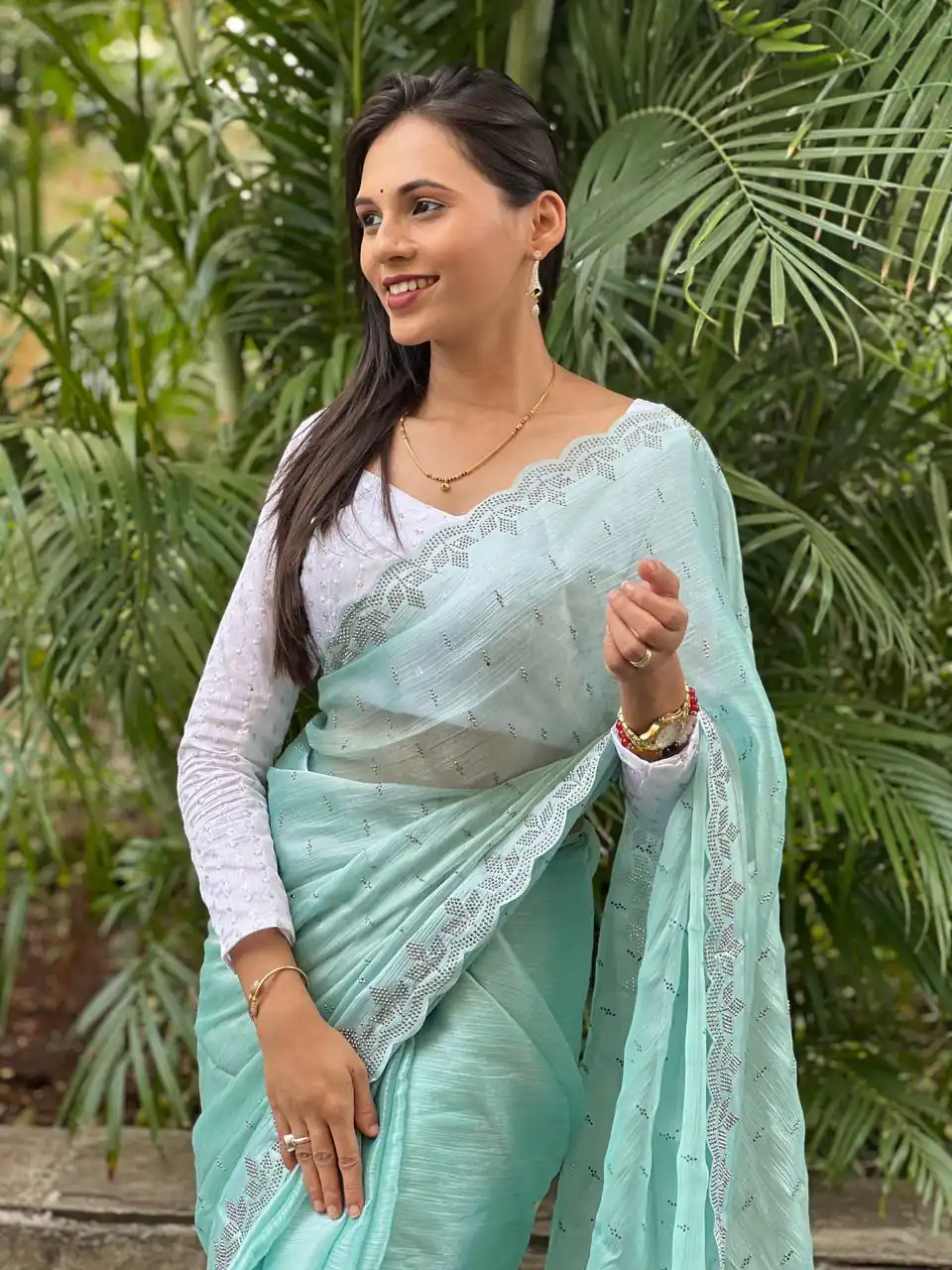 DDH Burbary Blue  Color Shining Diamond Work All Over Saree Events Casual, Wedding, Festive, Events Etc. Expected Delivery  4-6 Working Days @1850/- | Bollywood Sarees, Creative Sarees, Designer Sarees, Embroidered Sarees, Ethnic Saree, Modern Digital sarees, Party Wear Sarees, Sarees