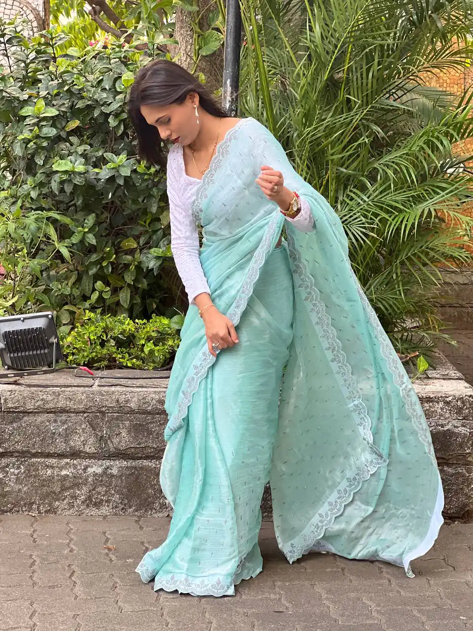DDH Burbary Blue  Color Shining Diamond Work All Over Saree Events Casual, Wedding, Festive, Events Etc. Expected Delivery  4-6 Working Days @1850/- | Bollywood Sarees, Creative Sarees, Designer Sarees, Embroidered Sarees, Ethnic Saree, Modern Digital sarees, Party Wear Sarees, Sarees