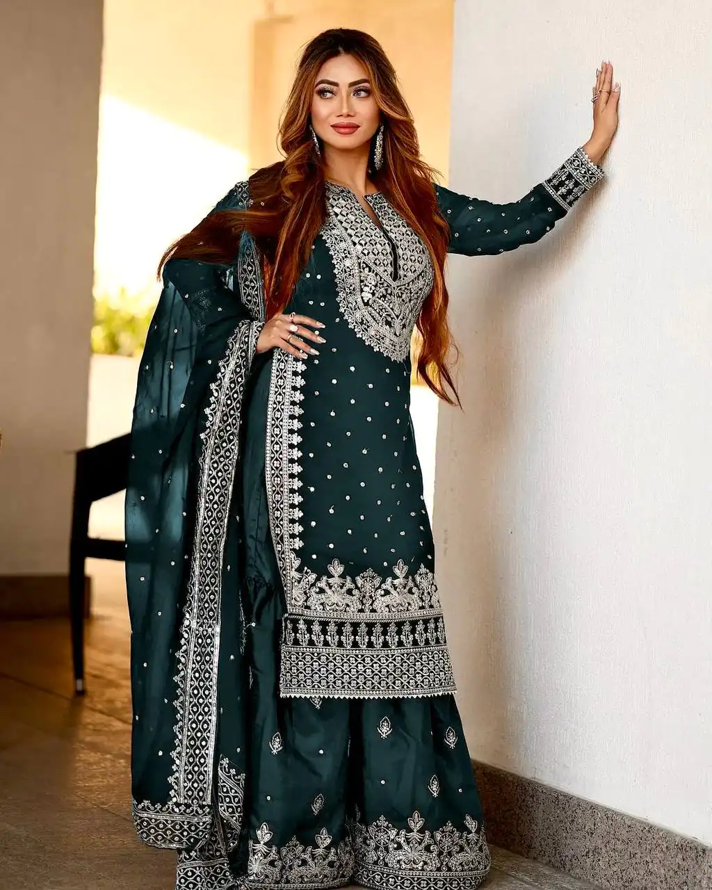 SSR 449 Green Color Georgette Embroidery Sequence Salwar Suit Wedding, Party, Festive, Events Expected Delivery 4-6 Working Days @ 2049/- Only | Casual Suits, Creative suits, Designer Suits, Party Wear Suits, Salwar suit, Straight Suits