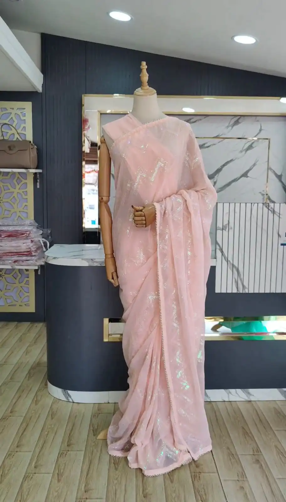 KD 401 Light Pink  Georgette Thread Sequence Lace Saree Casual, Party, Wedding, Festive, Events Etc.  Expected Delivery 4-6 Working Days @1799/- | Bollywood Sarees, Creative Sarees, Designer Sarees, Embroidered Sarees, Modern Digital sarees, Party Wear Sarees, Sarees