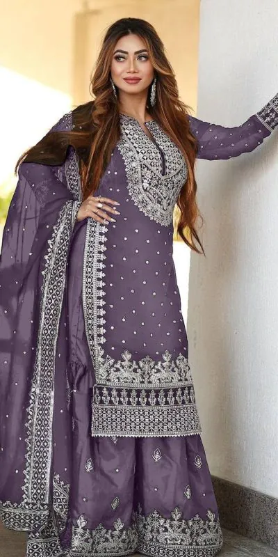 SSR 449 Light Purple Color Georgette Embroidery Sequence Salwar Suit Wedding, Party, Festive, Events Expected Delivery 4-6 Working Days @ 2049/- Only | Casual Suits, Creative suits, Designer Suits, Party Wear Suits, Salwar suit, Straight Suits