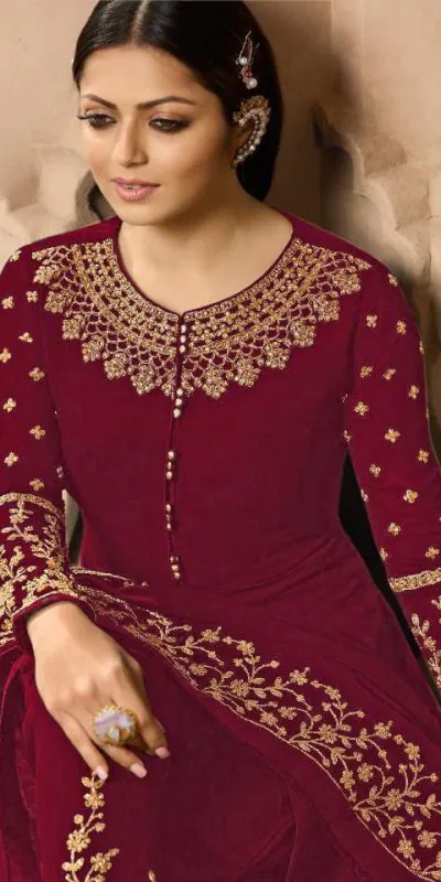 LT NITYA 3803 Maroon Color Georgette With Cording Work Sharara Suit Wedding, Festive, Party Events Etc. Expected Delivery 4-6 Working Days @1949/- | Jump Suits, Casual Suits, Creative suits, Designer Suits, Palazzo Suits, Party Wear Suits, Patiala Suits, Salwar suit, Straight Suits