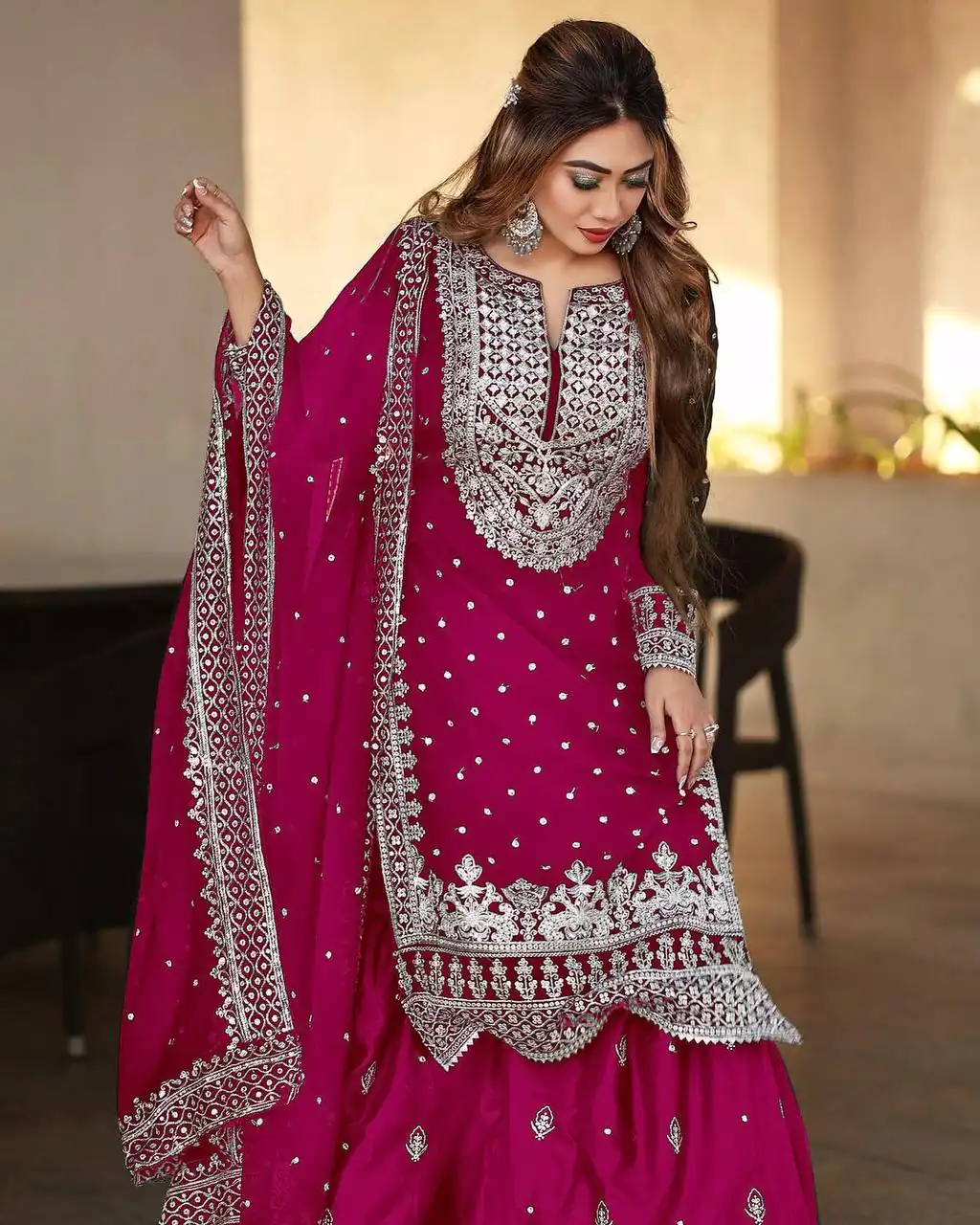 SSR 449 Pink Color Georgette Embroidery Sequence Salwar Suit Wedding, Party, Festive, Events Expected Delivery 4-6 Working Days @ 2049/- Only | Casual Suits, Creative suits, Designer Suits, Party Wear Suits, Salwar suit, Straight Suits
