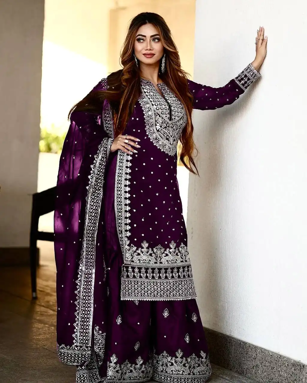 SSR 449 Purple Color Georgette Embroidery Sequence Salwar Suit Wedding, Party, Festive, Events Expected Delivery 4-6 Working Days @ 2049/- Only | Casual Suits, Creative suits, Designer Suits, Party Wear Suits, Salwar suit, Straight Suits