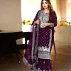 Pretty Purple Color Georgette Embroidery Sequence Salwar Suit
