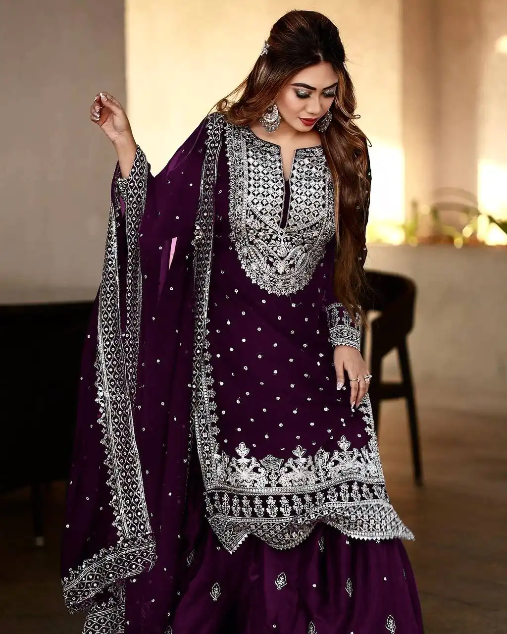 SSR 449 Purple Color Georgette Embroidery Sequence Salwar Suit Wedding, Party, Festive, Events Expected Delivery 4-6 Working Days @ 2049/- Only | Casual Suits, Creative suits, Designer Suits, Party Wear Suits, Salwar suit, Straight Suits