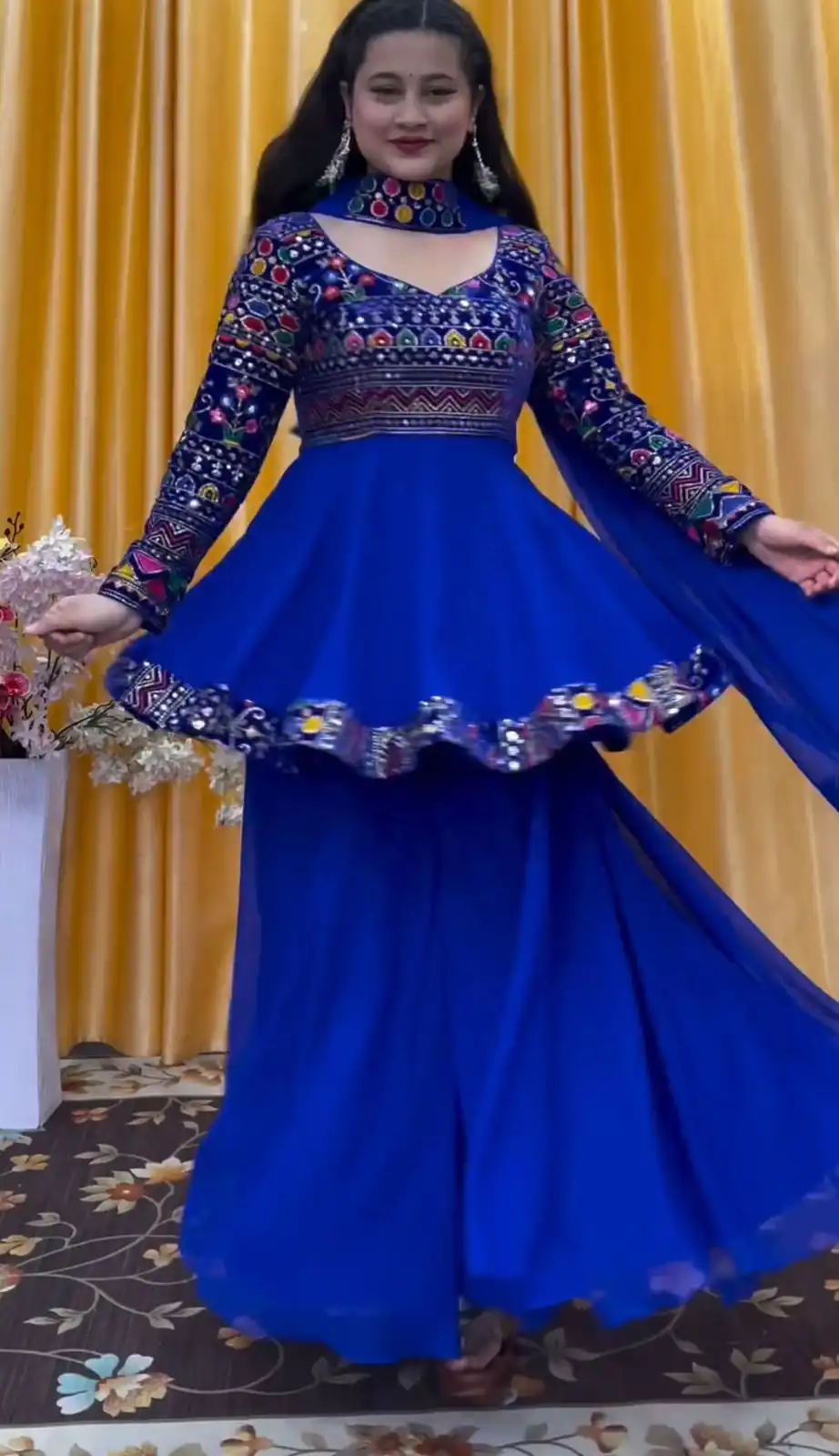  FC 5684 Royal Blue Top Georgette Embroidery Work Sharara Suit : Heavy Net Thread Work Wedding, Party, Festive, Events Etc.   Expected Delivery  @2149/- Only | Jump Suits, Casual Suits, Creative suits, Designer Suits, Palazzo Suits, Party Wear Suits, Salwar suit, Straight Suits