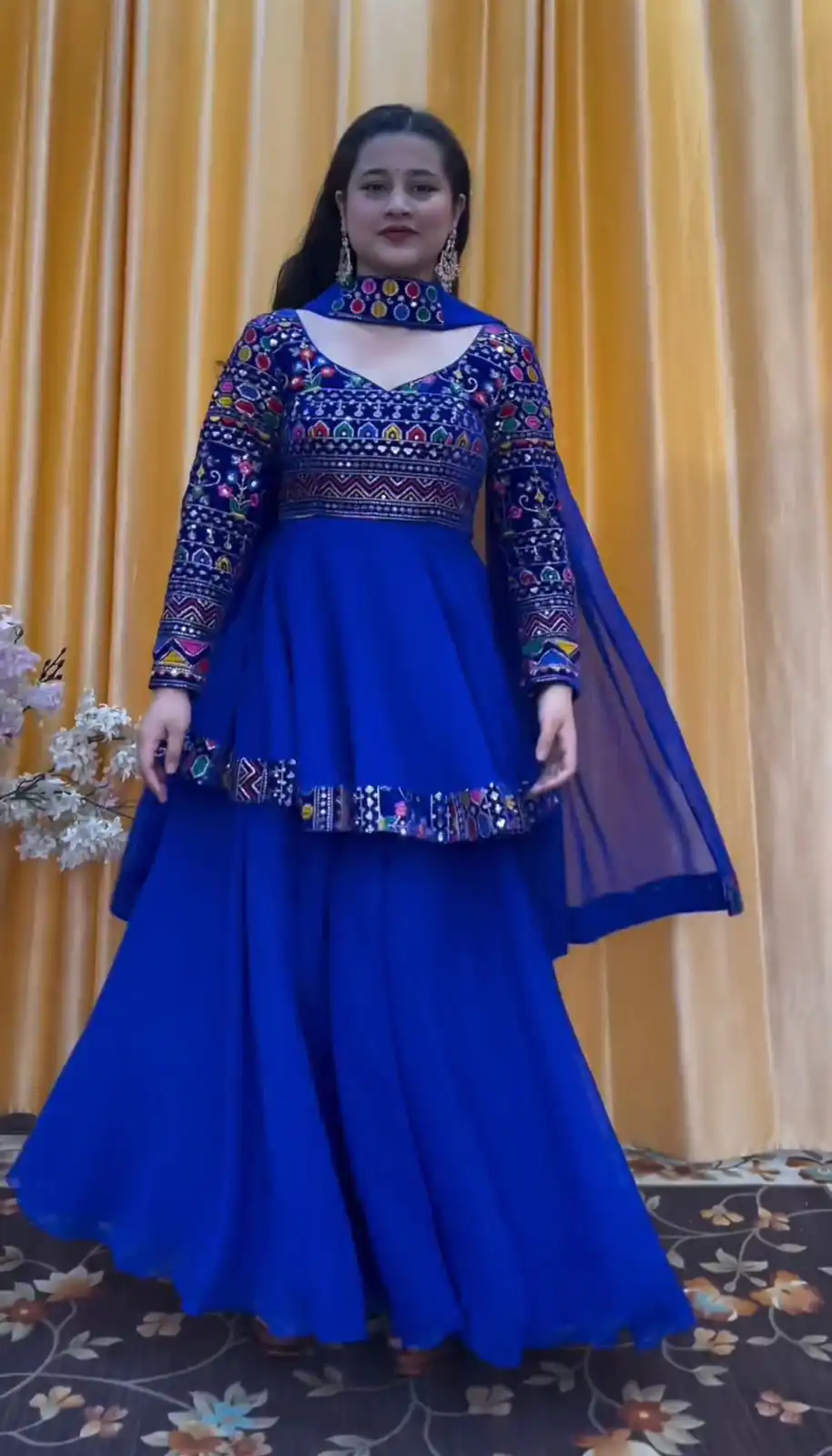  FC 5684 Royal Blue Top Georgette Embroidery Work Sharara Suit : Heavy Net Thread Work Wedding, Party, Festive, Events Etc.   Expected Delivery  @2149/- Only | Jump Suits, Casual Suits, Creative suits, Designer Suits, Palazzo Suits, Party Wear Suits, Salwar suit, Straight Suits