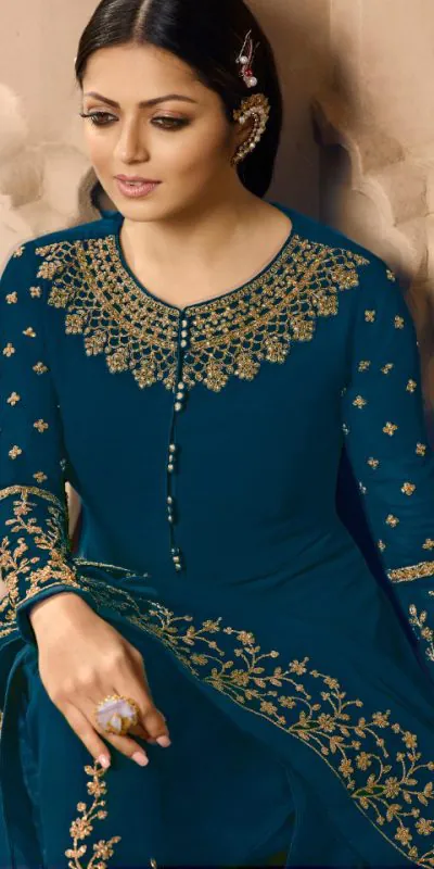 LT NITYA 3803 Royal Blue Color Georgette With Cording Work Sharara Suit Wedding, Festive, Party Events Etc. Expected Delivery 4-6 Working Days @1949/- | Jump Suits, Casual Suits, Creative suits, Designer Suits, Palazzo Suits, Party Wear Suits, Patiala Suits, Salwar suit, Straight Suits