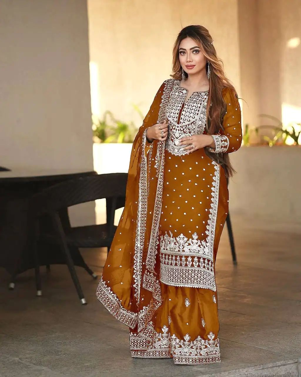 SSR 449 Rust Orange Color Georgette Embroidery Sequence Salwar Suit Wedding, Party, Festive, Events Expected Delivery 4-6 Working Days @ 2049/- Only | Casual Suits, Creative suits, Designer Suits, Party Wear Suits, Salwar suit, Straight Suits