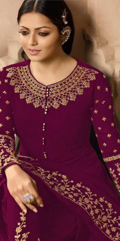 LT NITYA 3803 Wine Color Georgette With Cording Work Sharara Suit Wedding, Festive, Party Events Etc. Expected Delivery 4-6 Working Days @1949/- | Jump Suits, Casual Suits, Creative suits, Designer Suits, Palazzo Suits, Party Wear Suits, Patiala Suits, Salwar suit, Straight Suits
