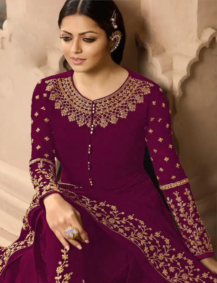 LT NITYA 3803 Wine Color Georgette With Cording Work Sharara Suit Wedding, Festive, Party Events Etc. Expected Delivery 4-6 Working Days @1949/- | Jump Suits, Casual Suits, Creative suits, Designer Suits, Palazzo Suits, Party Wear Suits, Patiala Suits, Salwar suit, Straight Suits