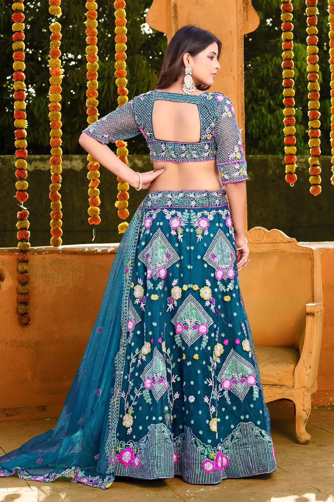 BD 1541 Blue Color Butterfly Net Sequins Embroidered Work Lehenga Choli Casual, Wedding, Festive, Events Expected Delivery 4-6 Working Days @2849 /- | Bollywood Lehenga, Creative Lehenga, Designer Lehenga, Embroidered Lehenga, Lehenga, Party Wear Lehenga