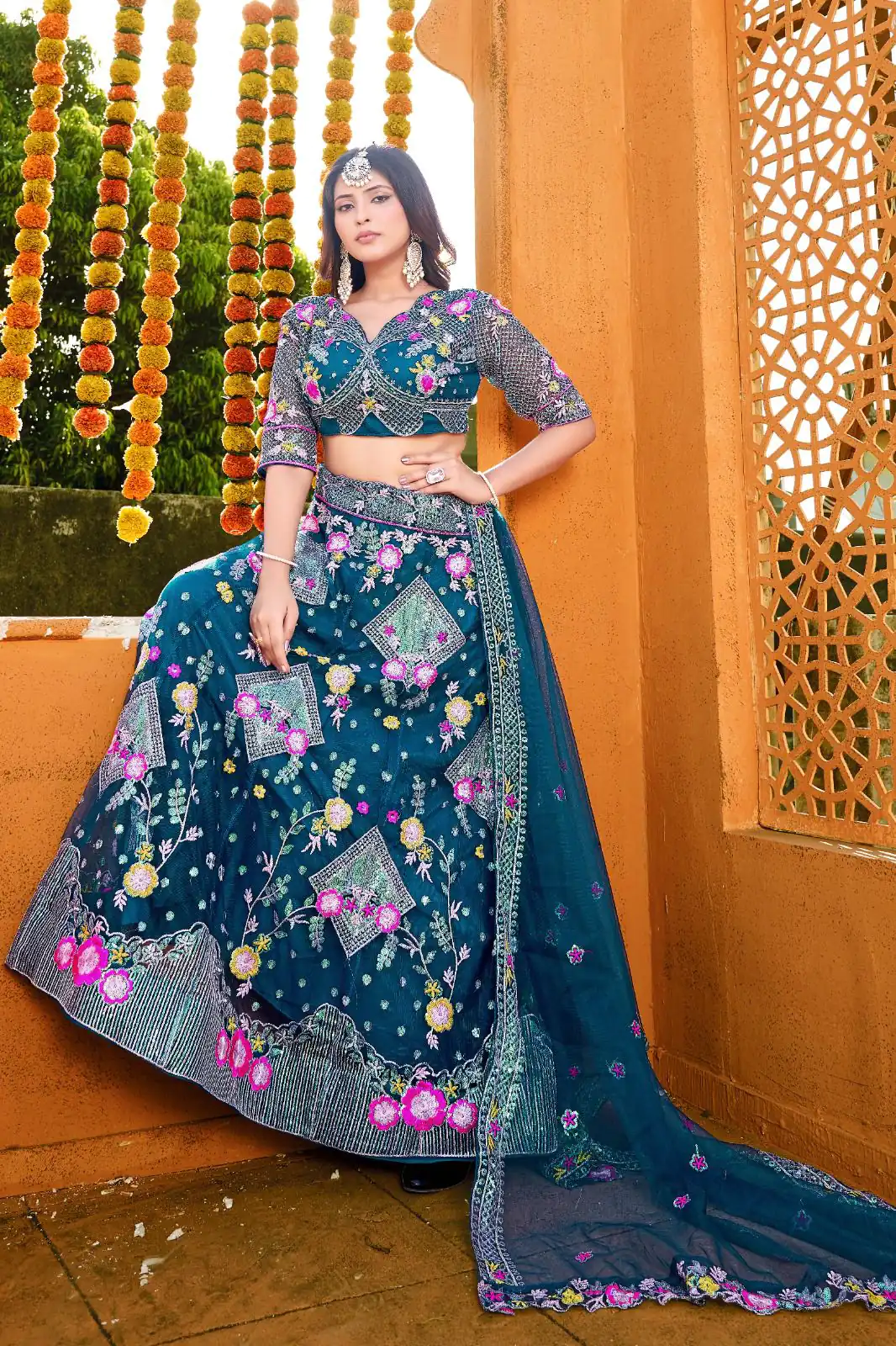 BD 1541 Blue Color Butterfly Net Sequins Embroidered Work Lehenga Choli Casual, Wedding, Festive, Events Expected Delivery 4-6 Working Days @2849 /- | Bollywood Lehenga, Creative Lehenga, Designer Lehenga, Embroidered Lehenga, Lehenga, Party Wear Lehenga