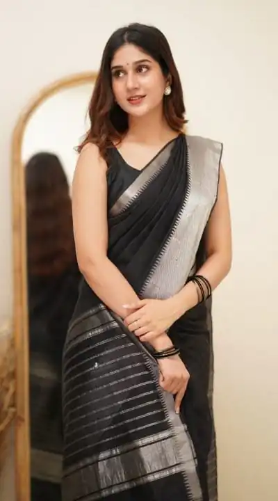 DDF Silver Black 3 Color Banarasi Soft Silk Ordinary Design Saree Casual, Party Wear, Events, Festivals Wear Etc. Expected Delivery 4-6 Working Days 1399/- | Bollywood Sarees, Creative Sarees, Designer Sarees, Embroidered Sarees, Ethnic Saree, Modern Digital sarees, Party Wear Sarees, Sarees