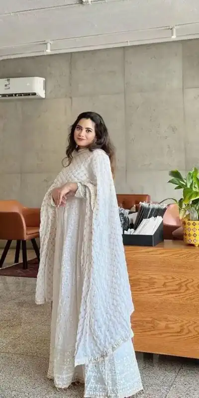 SSR 459 White Color Georgette Embroidery Sequence Salwar Suit Wedding, Party, Festive, Events Expected Delivery 4-6 Working Days @ 2199/- Only | Casual Suits, Creative suits, Designer Suits, Party Wear Suits, Salwar suit, Straight Suits