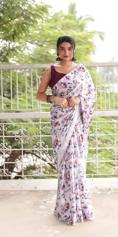 RM102  White Color Heavy Devsena Soft Silk Digital Printed Saree Casual, Party Wear, Wedding, Events Etc Delivery Expected.4-6 Working Days 1499/- | Bollywood Sarees, Creative Sarees, Designer Sarees, Embroidered Sarees, Ethnic Saree, Modern Digital sarees, Party Wear Sarees, Sarees