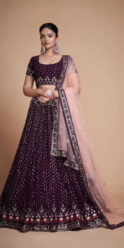 RC 247 Coffee Color Heavy Georgette Embroidery Sequins Lehenga Choli Casual, Party Wedding, Festive, Events Etc. Delivery  4-6 Working Days 4999/- | Bollywood Lehenga, Creative Lehenga, Designer Lehenga, Embroidered Lehenga, Lehenga, Party Wear Lehenga