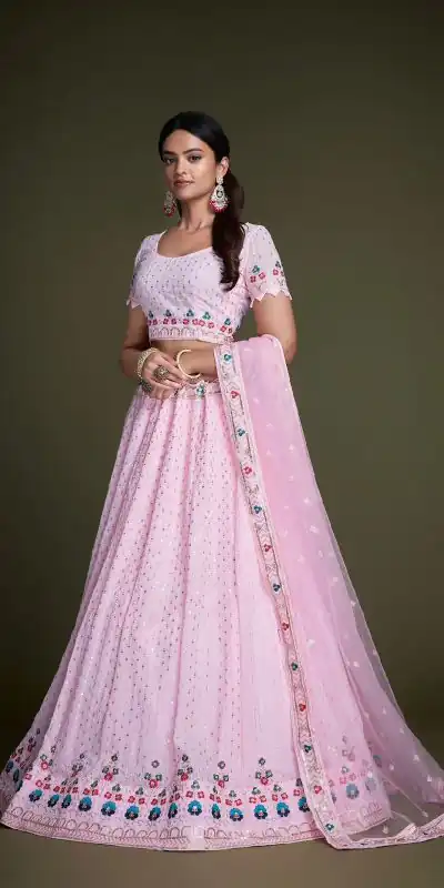 RC 247 Pink Color Heavy Georgette Embroidery Sequins Lehenga Choli Casual, Party Wedding, Festive, Events Etc. Delivery 4-6 Working Days 4999/- | Bollywood Lehenga, Creative Lehenga, Designer Lehenga, Embroidered Lehenga, Lehenga, Party Wear Lehenga