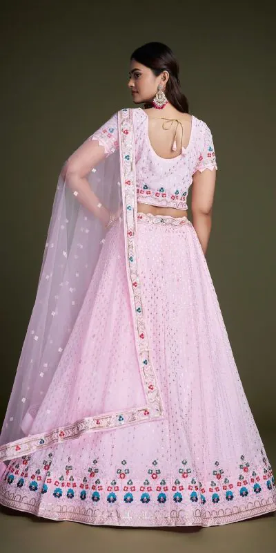 RC 247 Pink Color Heavy Georgette Embroidery Sequins Lehenga Choli Casual, Party Wedding, Festive, Events Etc. Delivery  4-6 Working Days 4999/- | Bollywood Lehenga, Creative Lehenga, Designer Lehenga, Embroidered Lehenga, Lehenga, Party Wear Lehenga
