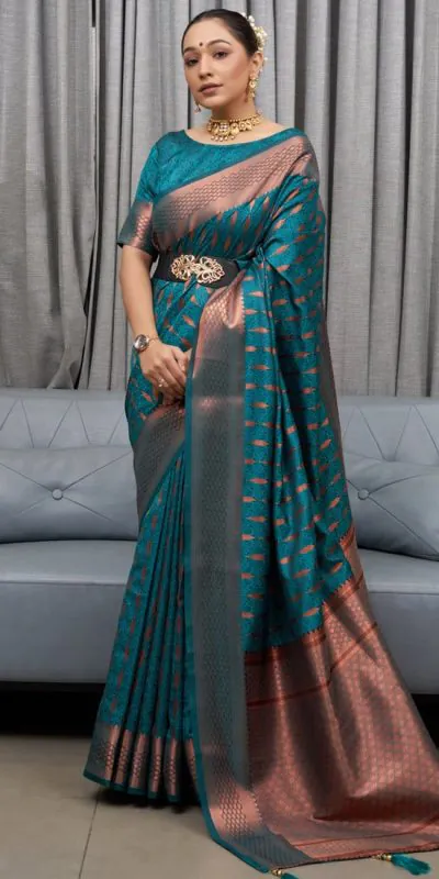 DDF 207 Peacock Green Color Pure Silk With Pure Zari Weaving Saree Casual, Party Wear, Events, Festivals Etc. Expected Delivery 4-6 Working Days 1499/- | Bollywood Sarees, Creative Sarees, Designer Sarees, Embroidered Sarees, Ethnic Saree, Modern Digital sarees, Party Wear Sarees, Sarees