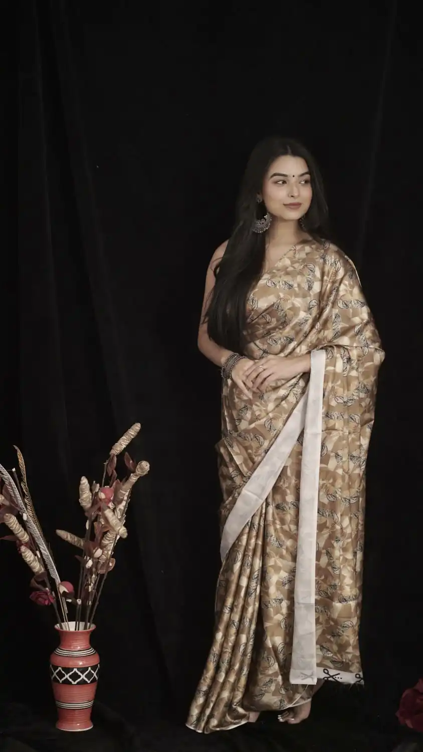 RM101 Coffee Color Heavy Devsena Soft Silk Digital Printed Saree Casual, Party Wear, Wedding, Events Etc Delivery Expected.4-6 Working Days 1499/- | Bollywood Sarees, Creative Sarees, Designer Sarees, Embroidered Sarees, Ethnic Saree, Modern Digital sarees, Party Wear Sarees, Sarees