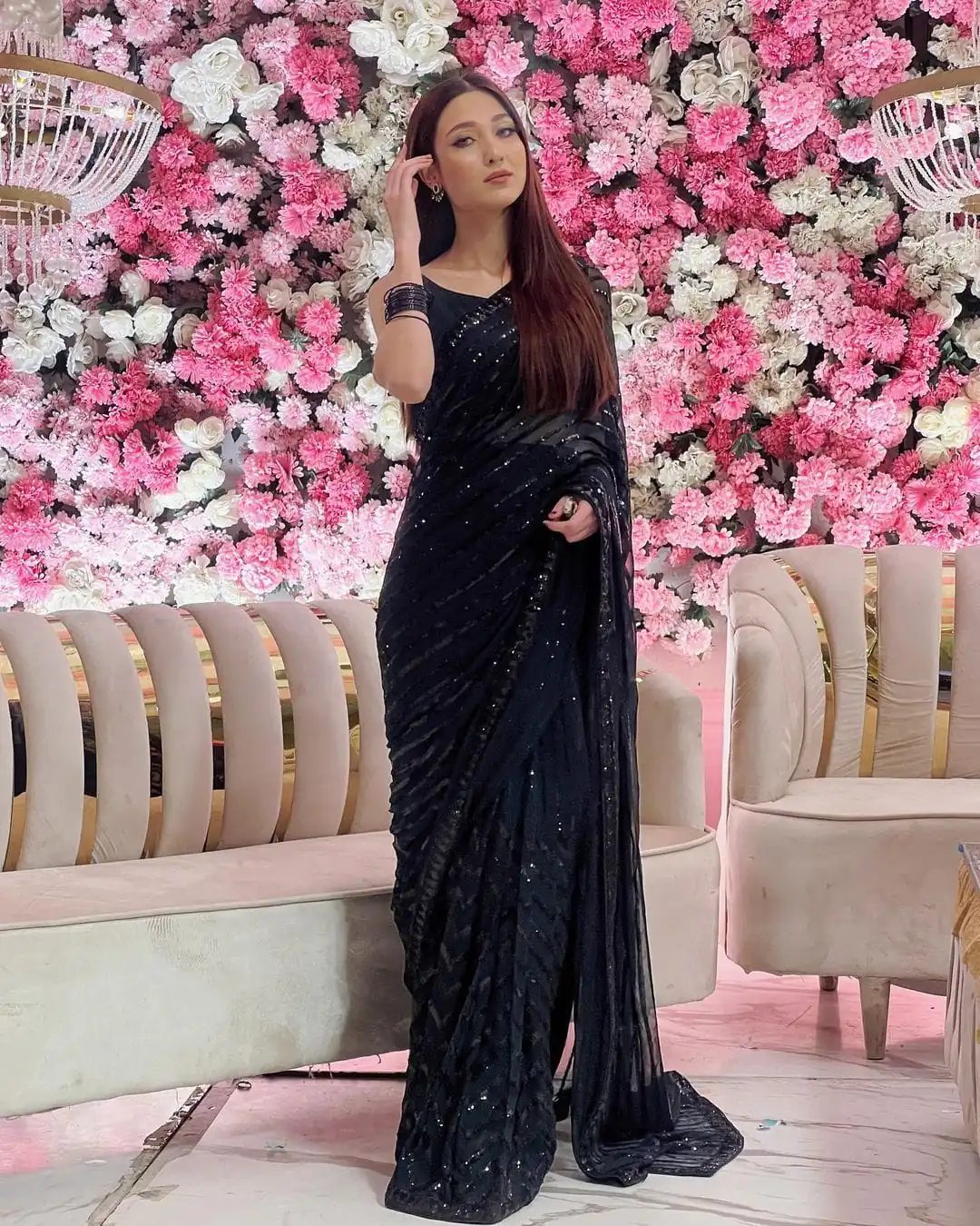 JR 601A Black Color Georgette Embroidery Sequence lace piping Work Saree Casual, Wedding, Festive, Events Etc. Expected Delivery  4-6 Working Days @1749/- | Bollywood Sarees, Creative Sarees, Designer Sarees, Embroidered Sarees, Ethnic Saree, Modern Digital sarees, Party Wear Sarees, Sarees