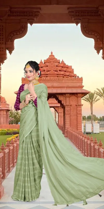 RS Green Color Georgette Chiffon Multiple Zari Pata Design Saree Casual, Party, Wedding, Festive, Events Etc. Expected Delivery 4-6 Working Days @1599/- | Bollywood Sarees, Creative Sarees, Designer Sarees, Embroidered Sarees, Ethnic Saree, Modern Digital sarees, Party Wear Sarees, Sarees