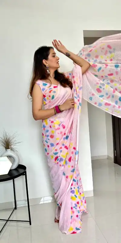 SF Fresh Light Pink Color Blooming faux Georgette Digital Printed Allover Work Saree Casual Wedding ,Festive ,Events Etc. Expected Delivery  4-6 Working Days @1950/- | Bollywood Sarees, Creative Sarees, Designer Sarees, Embroidered Sarees, Ethnic Saree, Modern Digital sarees, Party Wear Sarees, Sarees