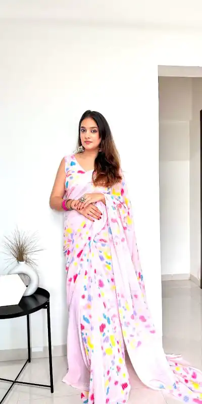 SF Fresh Light Pink Color Blooming faux Georgette Digital Printed Allover Work Saree Casual Wedding ,Festive ,Events Etc. Expected Delivery 4-6 Working Days @1950/- | Bollywood Sarees, Creative Sarees, Designer Sarees, Embroidered Sarees, Ethnic Saree, Modern Digital sarees, Party Wear Sarees, Sarees