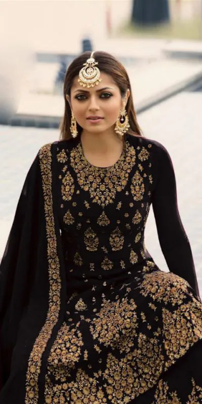 LT NITYA 3805 Black  Color Georgette With Embroidery Work Sharara Suit Wedding, Festive, Party Events Etc. Expected Delivery 4-6 Working Days @2349/- | Jump Suits, Casual Suits, Creative suits, Designer Suits, Palazzo Suits, Party Wear Suits, Patiala Suits, Salwar suit, Straight Suits