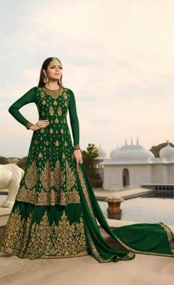 LT NITYA 3805 Green Color Georgette With Embroidery Work Sharara Suit Wedding, Festive, Party Events Etc. Expected Delivery 4-6 Working Days @2349/- | Jump Suits, Casual Suits, Creative suits, Designer Suits, Palazzo Suits, Party Wear Suits, Patiala Suits, Salwar suit, Straight Suits