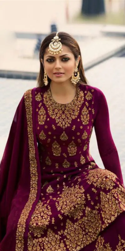 LT NITYA 3805 Maroon Color Georgette With Embroidery Work Sharara Suit Wedding, Festive, Party Events Etc. Expected Delivery 4-6 Working Days @2349/- | Jump Suits, Casual Suits, Creative suits, Designer Suits, Palazzo Suits, Party Wear Suits, Patiala Suits, Salwar suit, Straight Suits