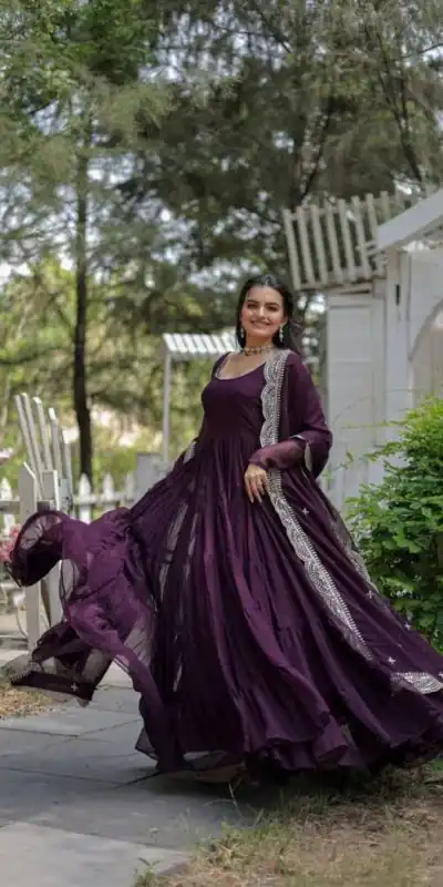  DC G38 Purple Color Garget With Full Sleeves Fancy lace Gown Casual, Wedding, Party, Festive, Events Etc. Expected Delivery 4-6 Working Days @1999/- | Bollywood Gowns, Creative Gowns, Designer Gowns, Embroidered Gowns, Gowns, Party Wear Gowns
