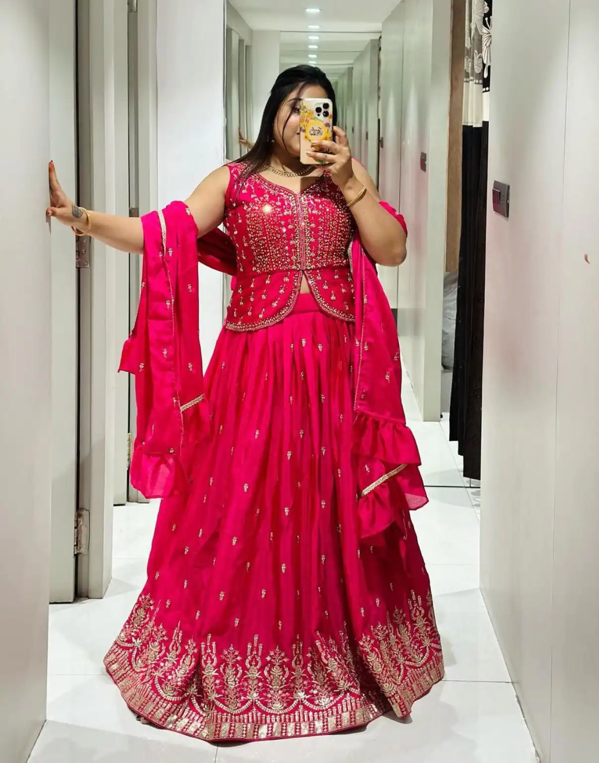 Ram-002 Red Color Chinon Embroidery Thread Work With and Sleeve Lehenga Choli Casual, Wedding, Festive, Events Expected Delivery 4-6 Working Days @2349/- | Bollywood Lehenga, Creative Lehenga, Designer Lehenga, Embroidered Lehenga, Lehenga, Party Wear Lehenga