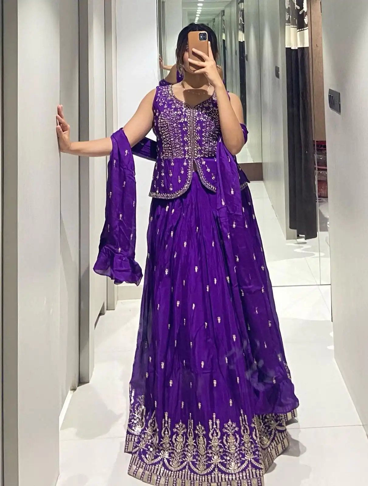 Ram-002 Violet Color Chinon Embroidery Thread Work With and Sleeve Lehenga Choli Casual, Wedding, Festive, Events Expected Delivery 4-6 Working Days @2349/- | Bollywood Lehenga, Creative Lehenga, Designer Lehenga, Embroidered Lehenga, Lehenga, Party Wear Lehenga