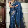 DDF 128 Blue Color Banarasi Soft Silk Extra Ordinary Design Saree Casual, Party Wear, Events, Festivals Etc. Expected Delivery 4-6 Working Days 1399/- | Bollywood Sarees, Creative Sarees, Designer Sarees, Embroidered Sarees, Ethnic Saree, Modern Digital sarees, Party Wear Sarees, Sarees