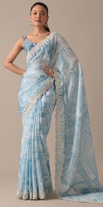 BT 1211 Blue Color Georgette Digital Prints Embroidery Codding Sequins Work Saree Casual, Party Wear, Traditional Wear, Wedding Wear, Events Etc.@1899/- | Bollywood Sarees, Creative Sarees, Designer Sarees, Ethnic Saree, Modern Digital sarees, Party Wear Sarees, Sarees