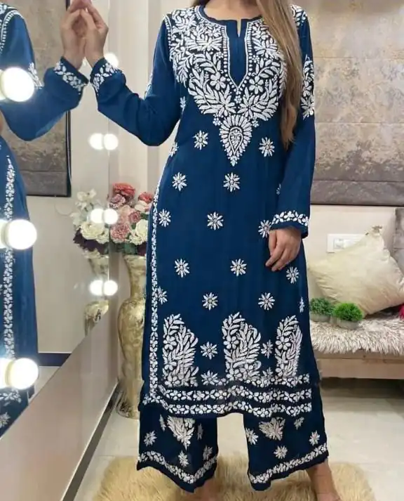 KD 1382 Blue Heavy Rayon Chain-Stitch Sequence Salwar Suit Casual, Party, Wedding, Festive, Events Etc.  Expected Delivery 4-6 Working Days @1699/- | Casual Suits, Creative suits, Designer Suits, Palazzo Suits, Party Wear Suits, Patiala Suits, Salwar suit, Straight Suits