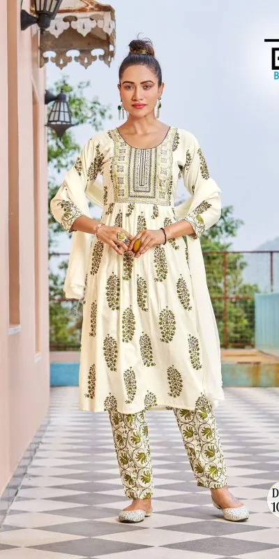 INLI Kiara Cream Color Heavy Rayon With Embroidery Work Kurti Casual, Wedding, Party, Festive, Events Etc. Expected Delivery 4-6 Working Days @1799/- | Bollywood Kurti, Creative Kurtis, Designer Kurti, Kurti, Party Wear Kurti, Selfie Kurti