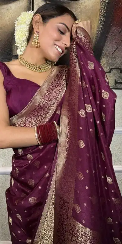 DDF 128 Purple Color Banarasi Soft Silk Extra Ordinary Design Saree Casual, Party Wear, Events, Festivals Etc. Expected Delivery 4-6 Working Days 1399/- | Bollywood Sarees, Creative Sarees, Designer Sarees, Embroidered Sarees, Ethnic Saree, Modern Digital sarees, Party Wear Sarees, Sarees